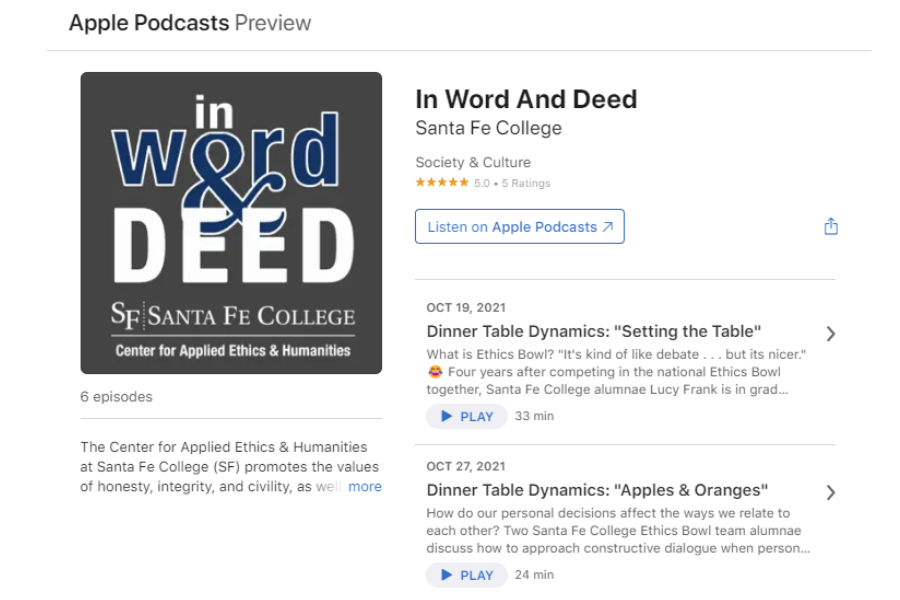 Screen capture of the In Word And Deed open in the Apple Podcasts app.